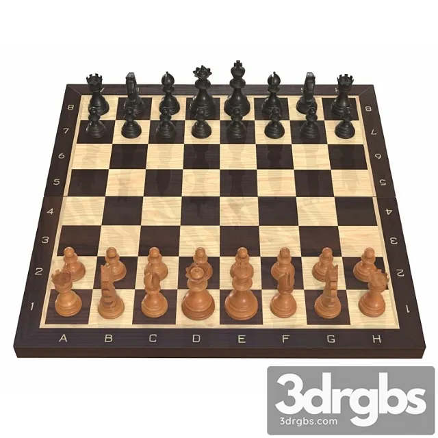 Chess Board Game Pieces 3D Model Free