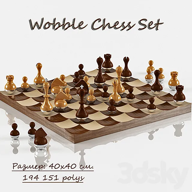 Chess - "dolls" Wobble Chess Set 3D Model