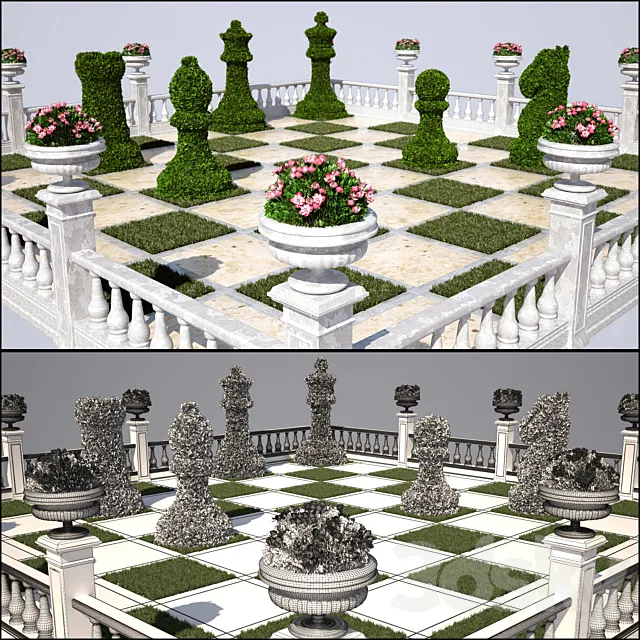 Chess flowerbed 3DModel