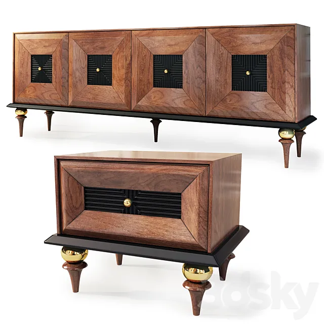 Chest _ sideboard and nightstand Art Deco Dicle. Nightstand tv stand by Kargili 3D Model
