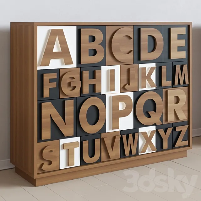 Chest Alphabeto Birch 3DModel