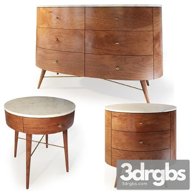 Chest and nightstand acorn penelope. dresser bedside table by west elm 2 3D Model Free