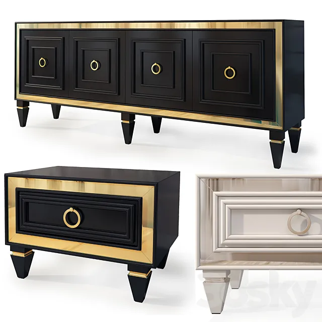 Chest and nightstand Art Deco Bornova. Nightstand tv stand. 3D Model