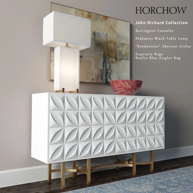 Chest Barrington Console and the lamp Alabaster Block Table Lamp 3D Model