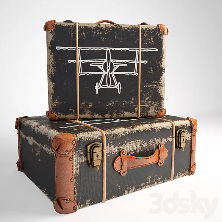 Chest Deco Suitcase Aviation Kare 3D Model