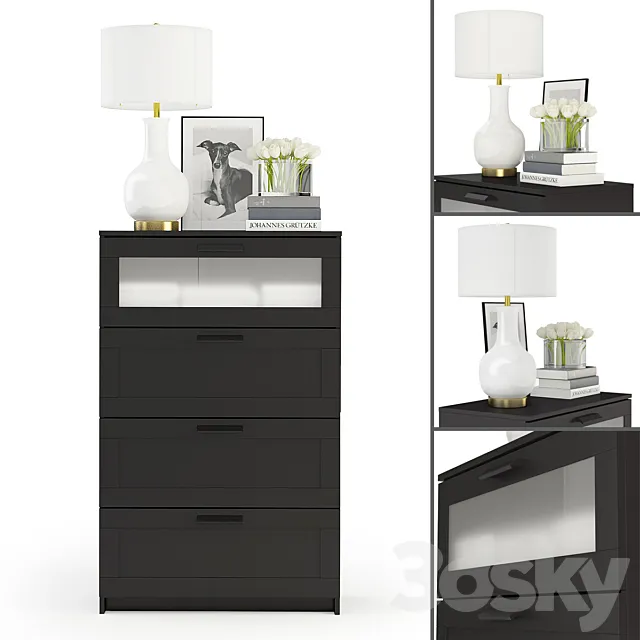 Chest of 4 drawers Ikea Brimnas. 3DModel