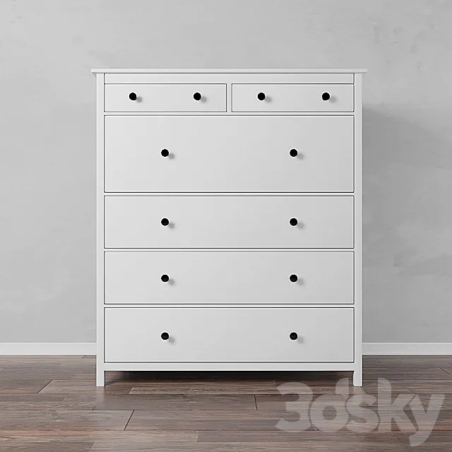 Chest of 6 drawers white stain. HEMNES IKEA HEMNES 3D Model