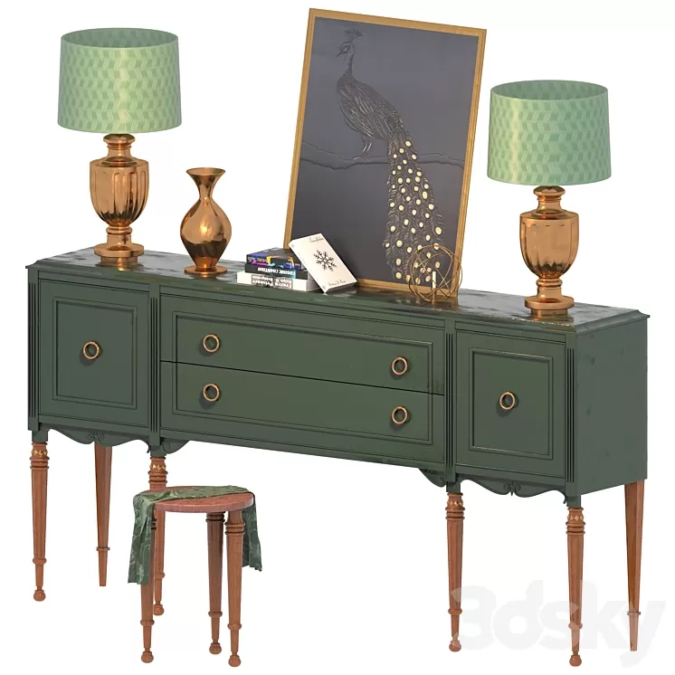 Chest of drawer with decorative set_Arian Model 3D Model