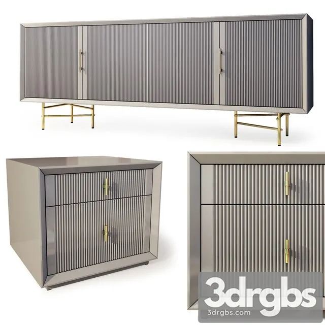 Chest of Drawers and Bedside Table Astoria 3D Model Free