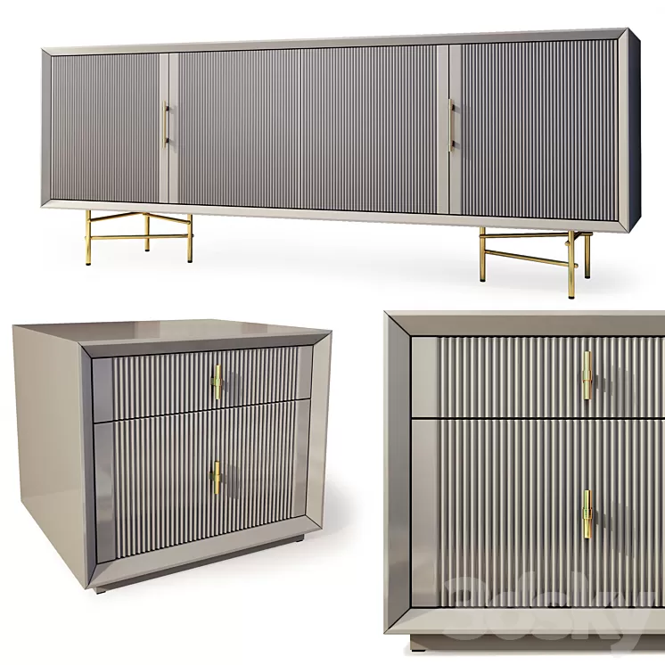 Chest of drawers and bedside table Astoria. Nightstand sideboard by Enza Home 3D Model