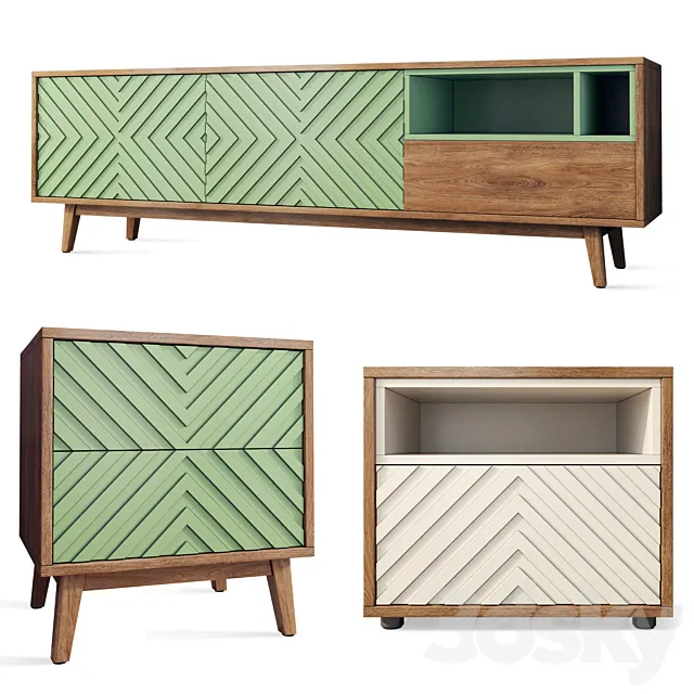 Chest of drawers and bedside table Astra. Sideboard nightstand by Osobica 3D Model