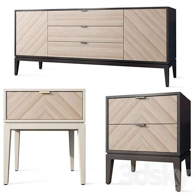 Chest of drawers and bedside table Fjord Ellipse Furniture 3D Model