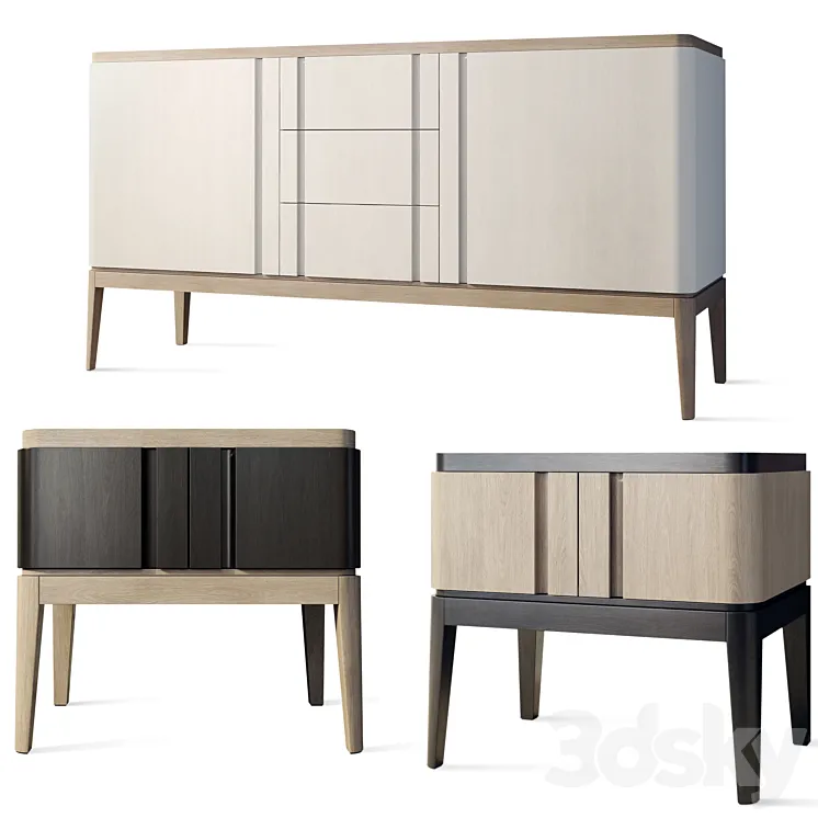 Chest of drawers and bedside table Icons Panormo 3D Model Free