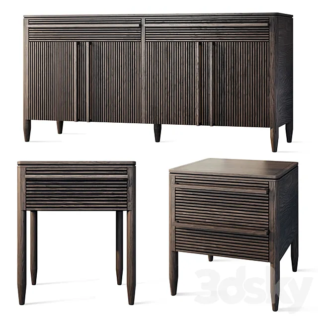 Chest of drawers and bedside table Lines Dantone Home 3D Model