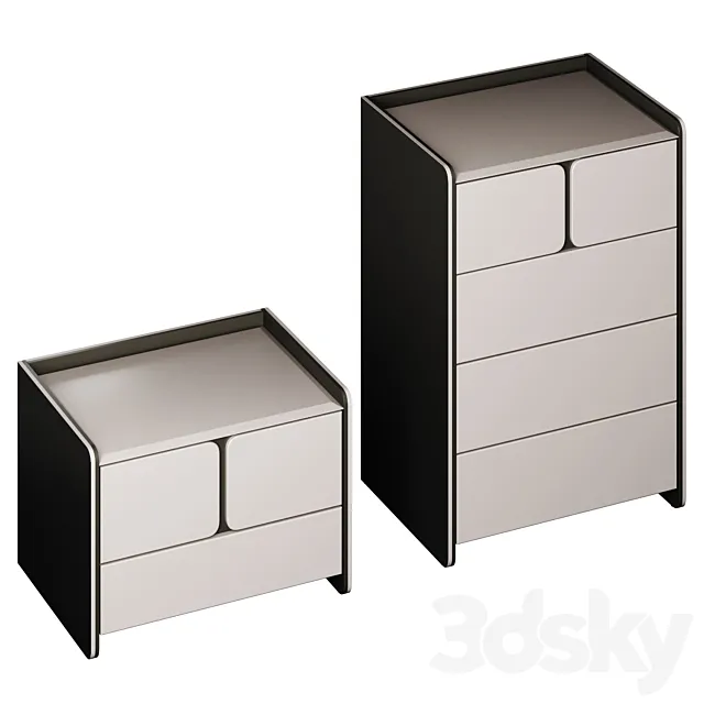 Chest of drawers and bedside table Milan 3D Model