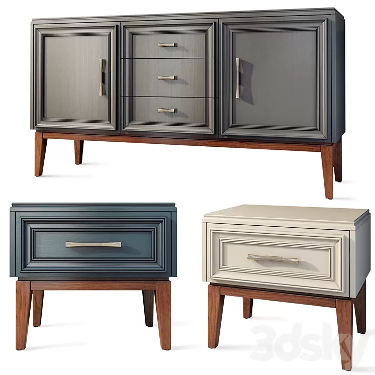 Chest of drawers and bedside table Sacramento Belfan. Nightstand sideboard 3D Model