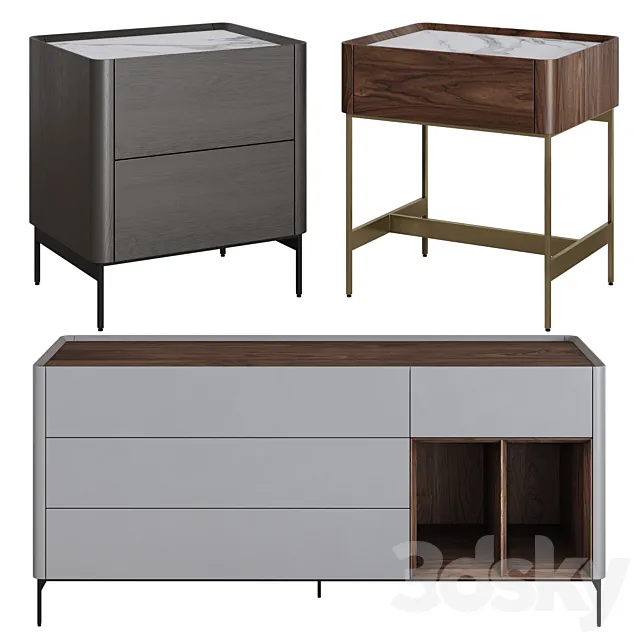 Chest of drawers and bedside table Si-Lounge Iris by Furman 3D Model