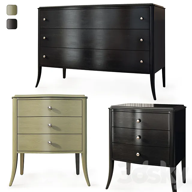Chest of drawers and bedside table Tiffany from Pinskdrev. Dresser nightstand 3D Model