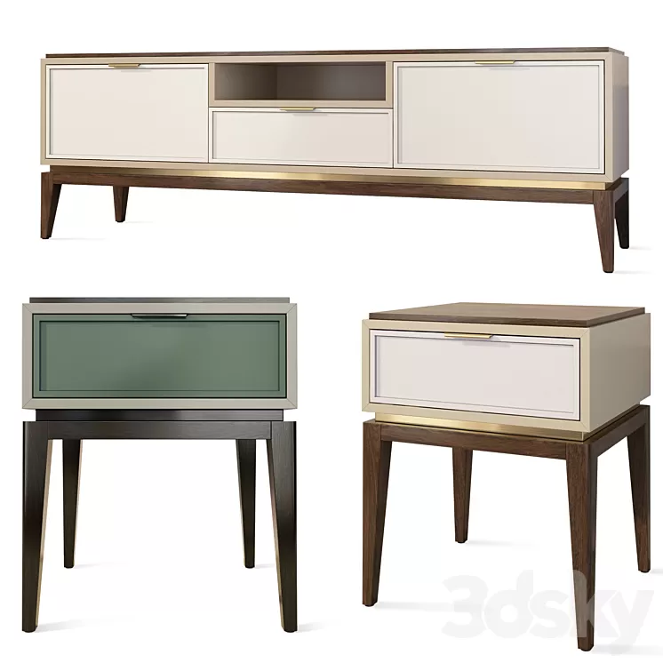 Chest of drawers and bedside table Vermont Wooden Kors. nightstand tv stand 3D Model Free