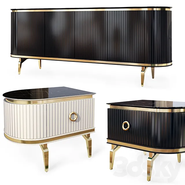 Chest of drawers and bedside tables Art Deco Nest. Nightstand sideboard by Medusa Home 3D Model