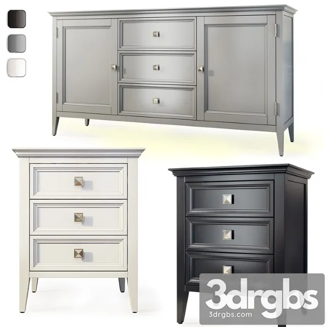 Chest of drawers and bedside tables brooklyn. sideboard nightstand by mebelmoscow 2 3D Model Free