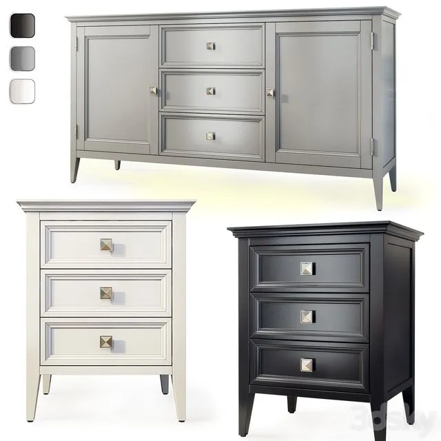 Chest of drawers and bedside tables Brooklyn. Sideboard nightstand by MebelMoscow 3D Model