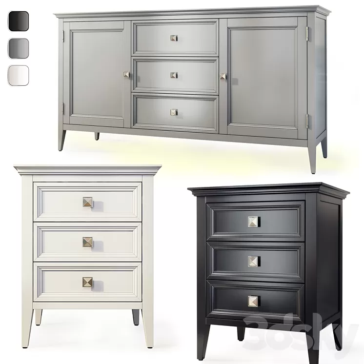 Chest of drawers and bedside tables Brooklyn. Sideboard nightstand by MebelMoscow 3D Model