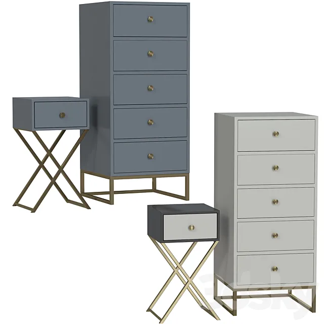 Chest of drawers and bedside tables hudkoff_mebel 3D Model