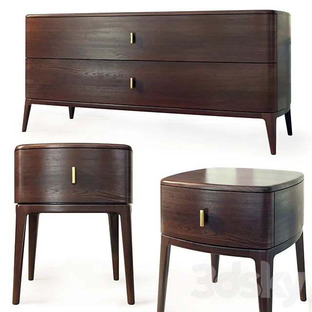 Chest of drawers and bedside tables Indigo. Dresser nightstand by Philipp Selva 3D Model
