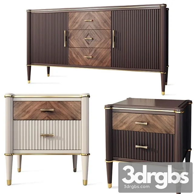 Chest of drawers and bedside tables venice. nightstand sideboard by classico italiano 2 3D Model Free