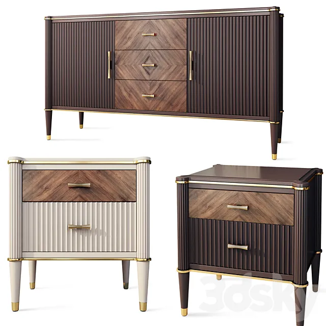 Chest of drawers and bedside tables Venice. Nightstand sideboard by Classico Italiano 3D Model