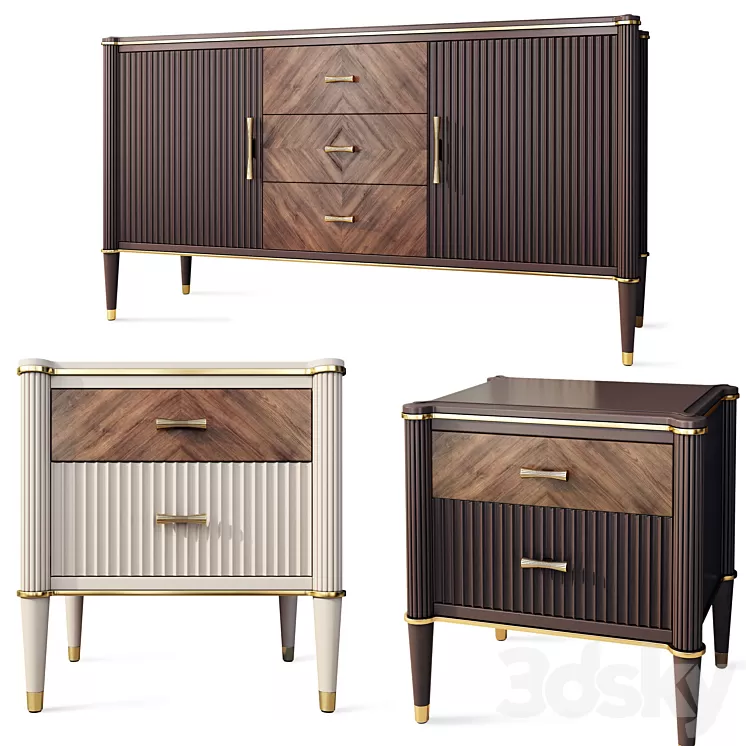 Chest of drawers and bedside tables Venice. Nightstand sideboard by Classico Italiano 3D Model