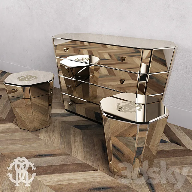 Chest of drawers and pedestals Dorian from Roberto Cavalli 3D Model