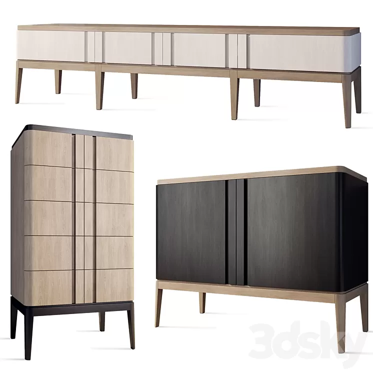 Chest of drawers and TV cabinet line Ellipse Furniture 3D Model Free