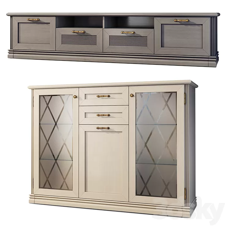 Chest of drawers and TV stand Country. Angstrem. Sideboard TVstand 3D Model Free