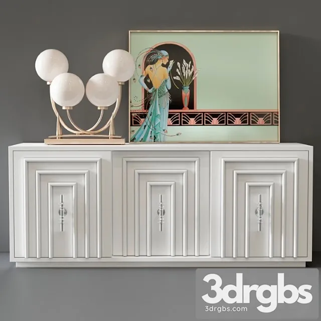 Chest of drawers art deco 3 door credenza 2 3D Model Free