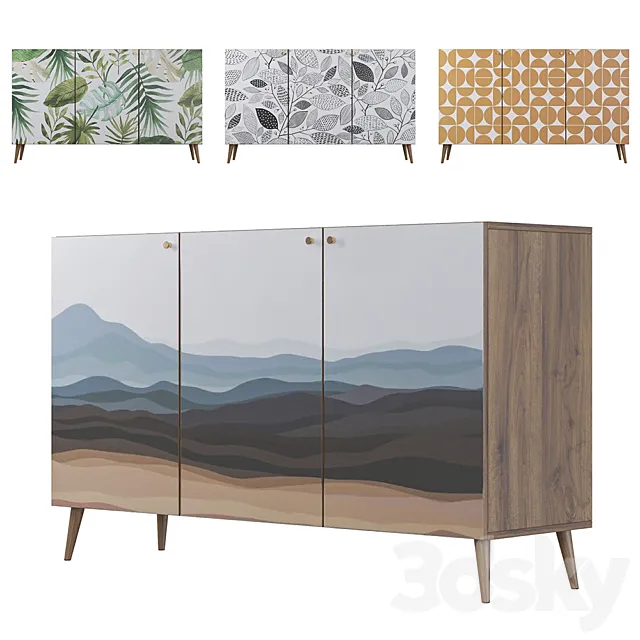 Chest of drawers Berber three doors 21 print 3DModel