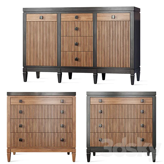 Chest of drawers buffet Foxtrot Siver Dresser sideboard 3D Model