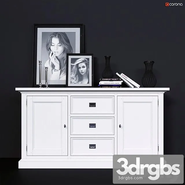 Chest of drawers dantone home oxford with blind doors 2 3D Model Free