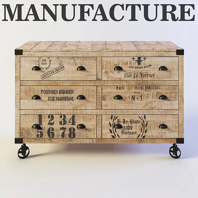 Chest of drawers MANUFACTURE Loft Art 3DModel