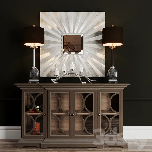 Chest of drawers. mirror and lamp 3DModel