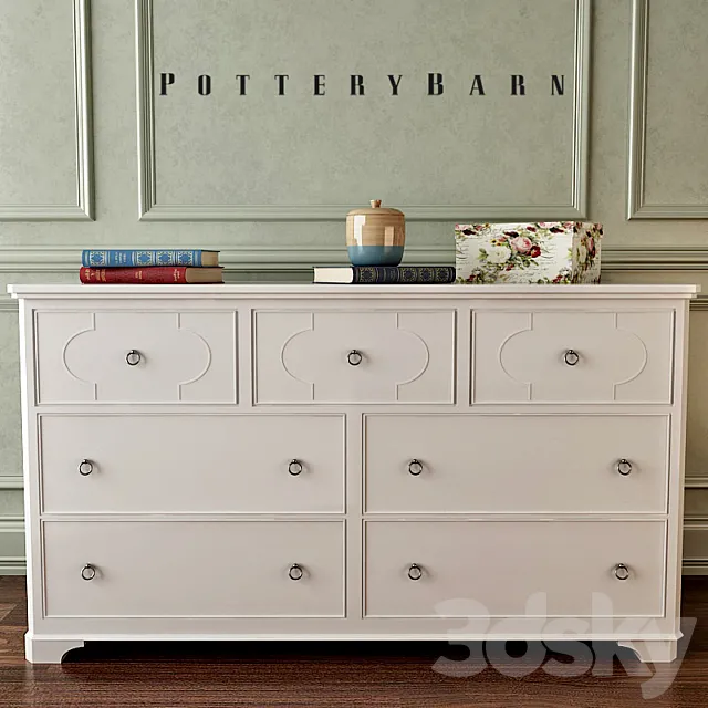 Chest of drawers PB Teen Shelby Dresser + Hutch 3D Model