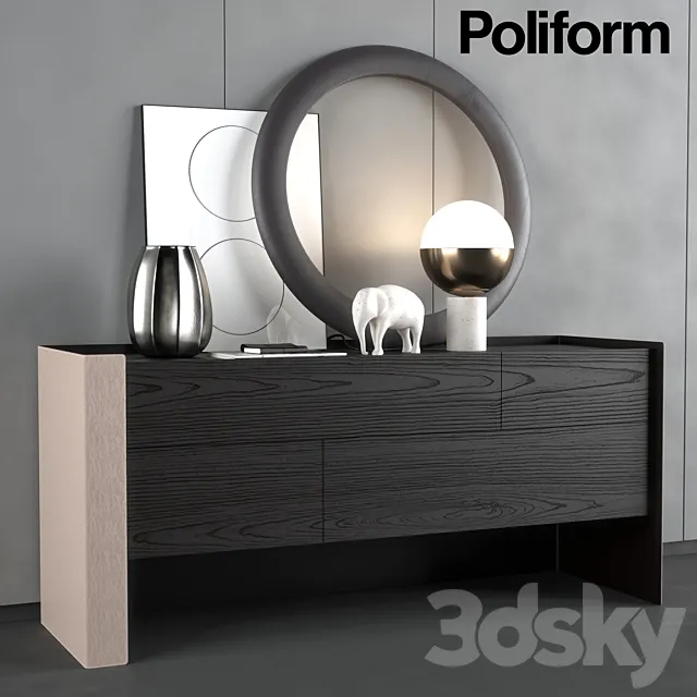 Chest of drawers Poliform Chloe night complements 3DModel