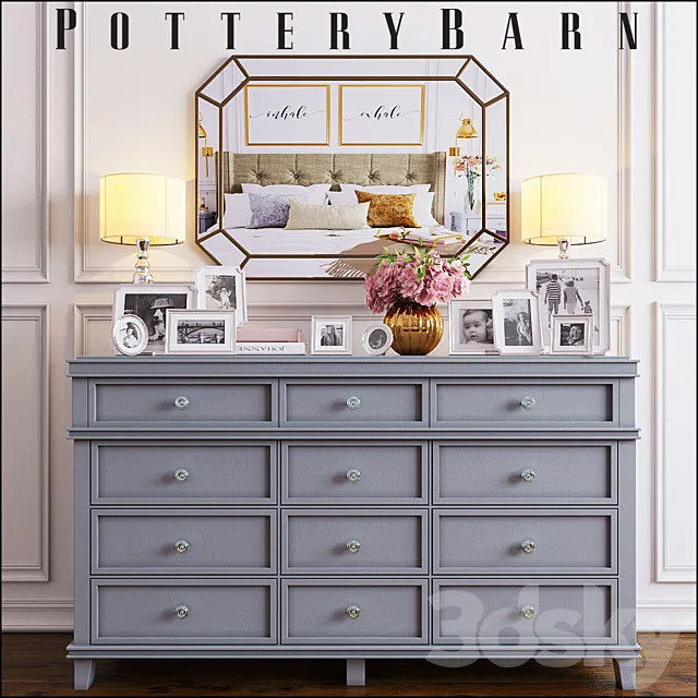 Chest of drawers Pottery Barn Clara Extra 3D Model