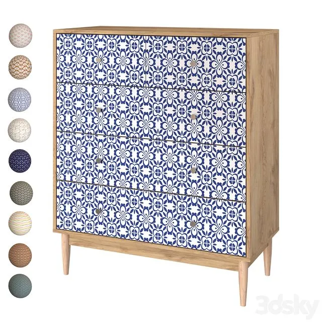 Chest of drawers Tyrone-1 Shell Lace Tulip 3D Model