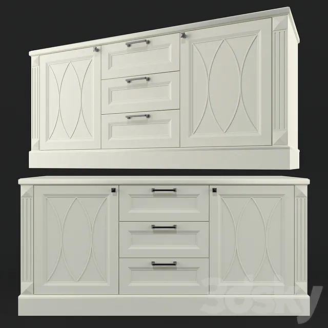 Chest of drawers under TV 3D Model