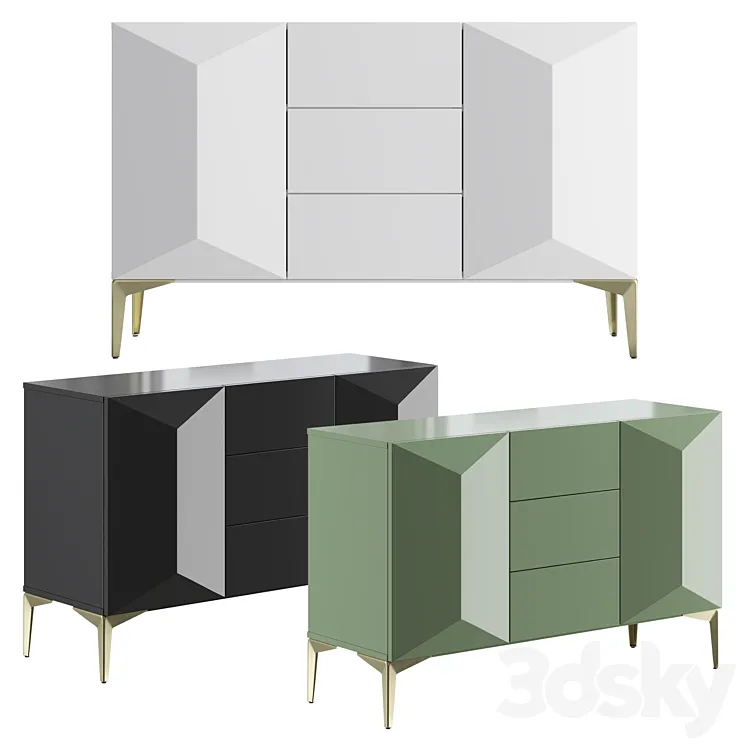 Chest of drawers white laquered - Sierra 3D Model Free