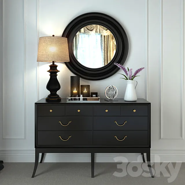 Chest of drawers with a decorative set 3D Model