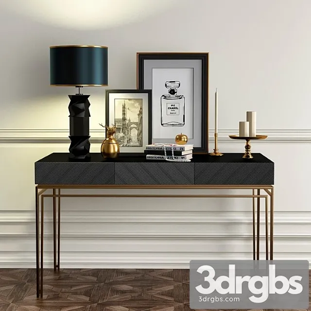 Chest of drawers with decorative set 2 2 3D Model Free