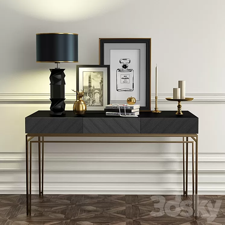 Chest of drawers with decorative set_2 3D Model